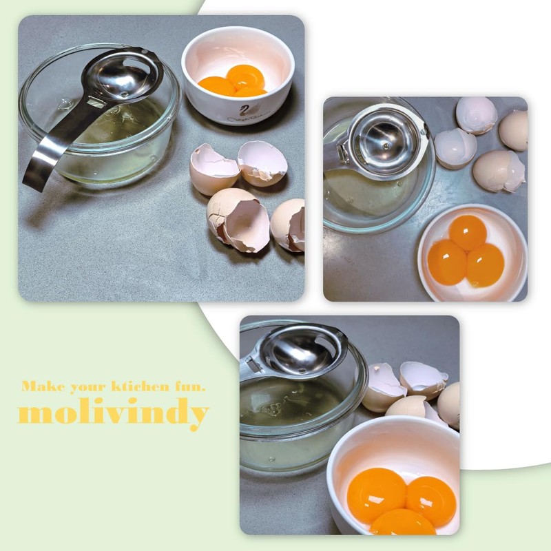 molivindy Egg separators, egg white and yolk separator, stainless steel,