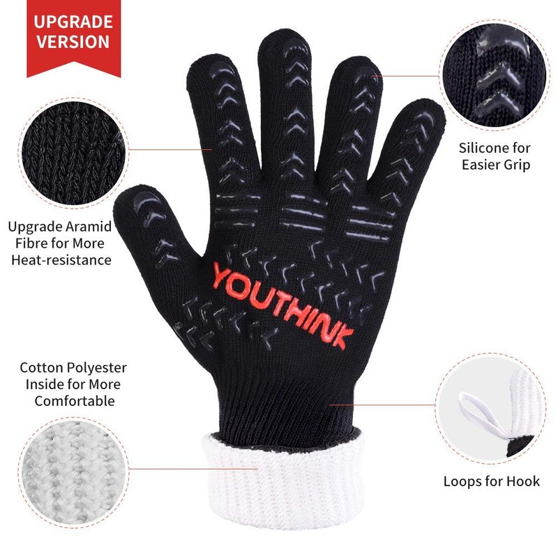 BBQ Cooking Heat Resistant Gloves, 1472°F(800ºC) Extreme Heat Resistant Grilling
