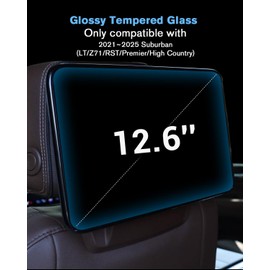 WEIPIN For 2021-2025 Suburban (LT/Z71/RST/Premier/High Country) Screen Protector 12.6 Inch Rear-seat Glossy Tempered Glass Touchscreen *2 Accessories 9H Hardness Glass - No More Scratch&Fingerprint