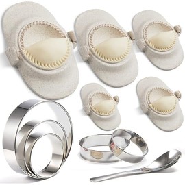 Empanada Maker Press, 6-Inch Extra Large Dumpling Maker Set with Dough Cutter, Dumpling Mold Set for Pierogi, Pastelitos, Calzone, Turnovers, Chinese Dumpling, 5Sizes (6"/5"/4"/3"/2.6")
