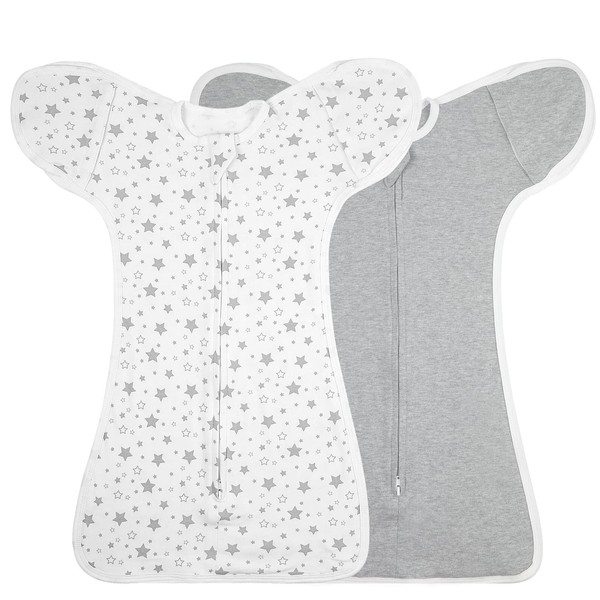 JULYFIRE 2 Pack Transition Swaddle with 2 Way Zipper, 2