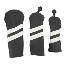 Club Headcover PU Club Covers Wood Fairway Hybrid Rotatable Label 3 Size Club Protector for Sports Outdoor Black