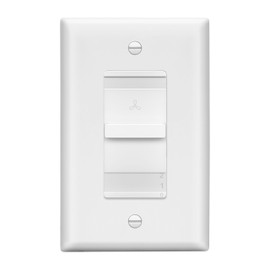 LIDER 3-Speed Fan Switch, Slider Switch for Fan, Ceiling Fan Control Switch, 120V, 2.5A Motor, Single Pole, Modern Upgrade, UL Listed, Wall Plate Included, White