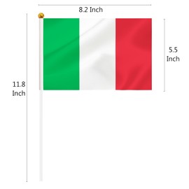 50 Pack Italy Hand Held Mini Stick Flags, Italian Small Miniature Stick Flag with 8.2 x 5.5 Inch Flag, Outdoor Decoration, Party Decorations, Supplies for Parades, Festival Events Celebration (Italy)