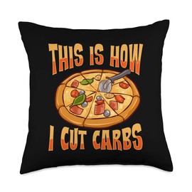 Pizza Cutter This Is How I Cut Carbs Pizza Delivery Graphic Throw Pillow, 18x18, Multicolor