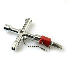 RLECS - Llave de cruz de 4 vías, aleación de zinc, multifunción, llave triangular, apertura universal, llave de fontaneros, electricistas, herramienta para medidores eléctricos de gas, armarios y radiadores de sangrado