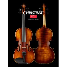 Christina V02 4/4 Full Size Violin for Adults Beginners, Violin Kit with Case，Violin Bow and Tuner, Instruction, Rosin, Shoulder Rest, Extra Strings and Cleaning cloth