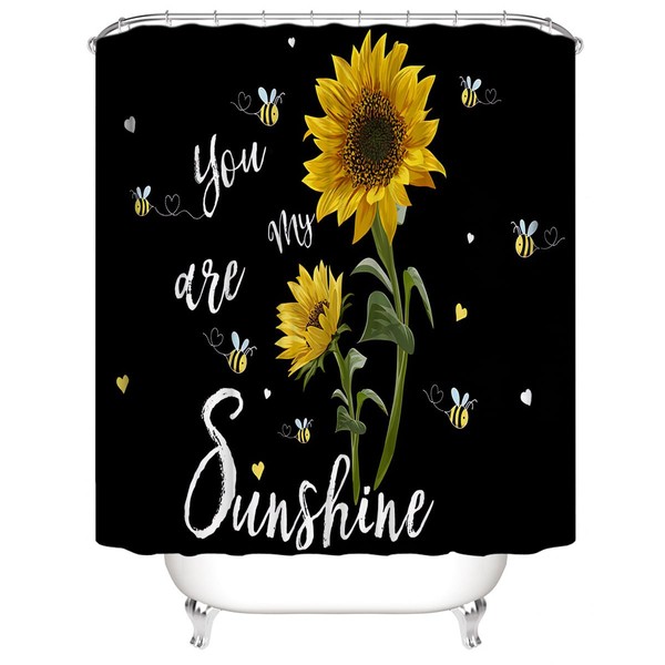 Summer Sunflower Inspiration Quotes Shower Curtain Farmhouse Yellow Sunflower You