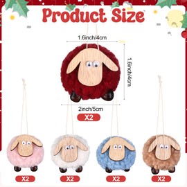10 Pcs Christmas Felt Sheep Ornaments Decorative Hanging Ornament Sheep Plush Hanging Lamb Christmas Tree Ornaments Cute Lamp Hanging Decor Sheep Pendants Crafts for Xmas Party Home Decor