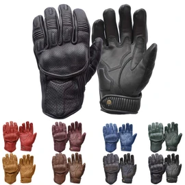 Goldtop Mens Silk & Unlined Predator CE APPROVED Leather Motorcycle Gloves | Knox CE Armoured Floating Knuckle Protection Perforated Unlined Summer (Black, L - 8.5")