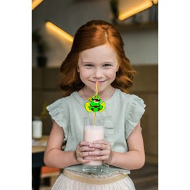 24pcs Cartoon Party Favor Reusable Drink Cocktail Straws 6 Cartoon Decorative Designs Perfect for Birthday Party Supplies with 2 Cleaning Brushes 6 Colors Straws