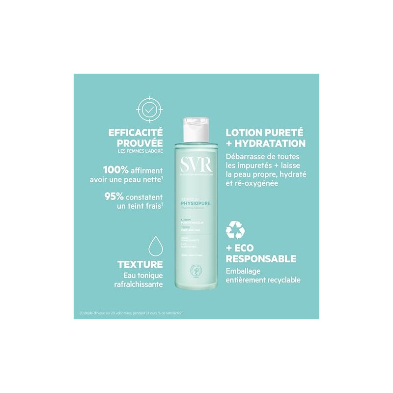 SVR Physiopure Tónico Facial Limpiador Desmaquillante, 200 ml