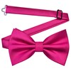 GUSLESON Hot Pink Bow Tie and Pocket Square Cufflink Set