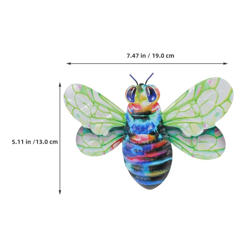 Baluue 2pcs Metal Wall Art, Bee Wall Hanging Ornament Garden