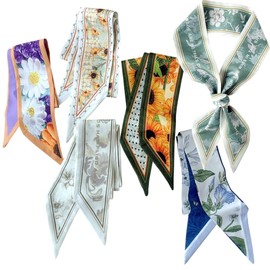 Moin Moin 2409scf0 Scarf, Ribbon, Bandana, Stole, Bag, Hair Arrangement, Women's, Slender & Slim, Set of 6 Types, Hyping, Flower, Set of 6 flowers