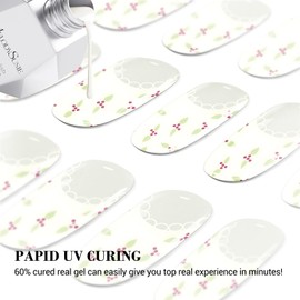 MelodySusie Semi Cured Gel Nail Strips (Lace French)- Works with Nail lamp, Salon-Quality, Long Lasting, Easy to Apply & Remove - Includes 20pcs