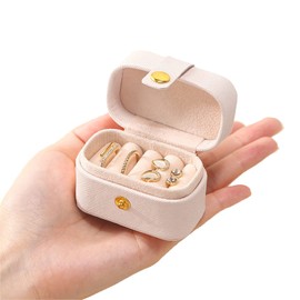 IM-Doiry Jewelry Box, Small Box, Jewelry, Jewelry Box, Portable, Compact PU Leather, Jewelry Storage, Accessory Case, Small Items, Ring, Piercing (White)