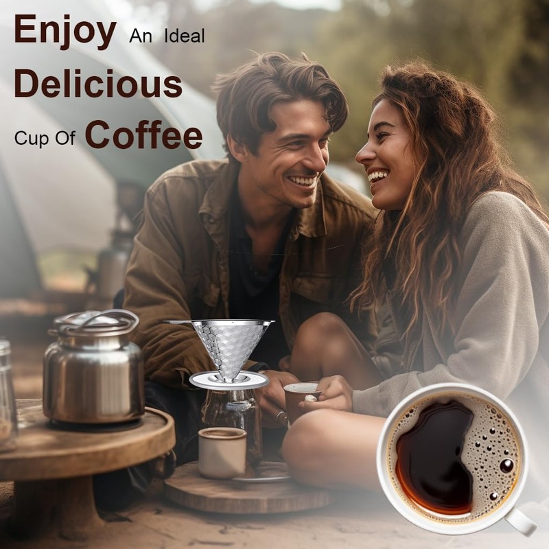 Pour Over Coffee Dripper, Triple Layer Stainless Steel Pour Over