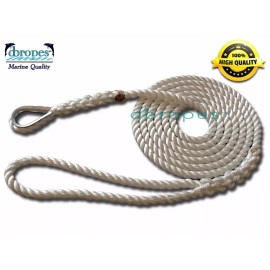 dbropes 3 Strand Mooring Pendant 100% Nylon Rope 1/2 In X 8 Ft with Thimble TS 6400 Lbs