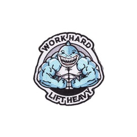 Elitex Training Shark Work Hard Lift Heavy Velcro Embroidered Patch - Patch for Backpacks and Vests Cross Training Gym