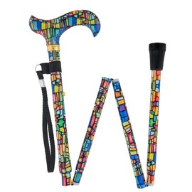 Royal RC Canes Mosaic Stained Window Folding Adjustable Walking Cane – Lightweight Aluminum Derby Cane with Engraved Collar and HD Pattern – Stylish Foldable Cane for Men and Women