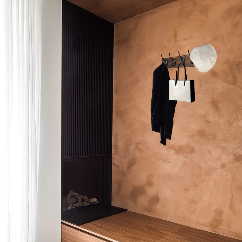PHINGEER Rustic Wooden Coat Rack Wall Mount, Hanging Coat Rack