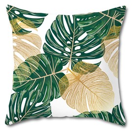 FLORICA Throw Pillow Case Cushion Cover Set of 4 Cotton Square Cushion Covers Home Decor Decorative for Sofa Couch Bed Chair 18 * 18in (Leaf)