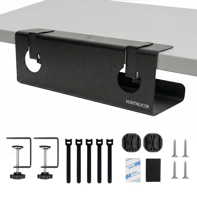 Under Desk Cable Management Tray No Drill, 17" Cable Organizer