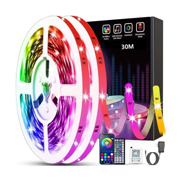 Tenmiro Tenmiro LED Strip 30m, RGB LED Streifen Musik sync