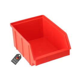 Lantelme Stacking Box Made of Plastic, 150 mm x 210 mm x 100 mm, Colour Red, Storage Box Made in Germany, Storage Box for Workshop, Warehouse, Garage, Sorting Box for Screws, Nails, Small Parts (Red)