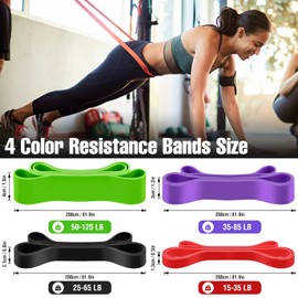 WuGU Resistance Bands Set, 4 Different Levels Exercise Band for Men Women, Pull up Bands of Gym, Workout Bands for Strength Training, Fitness Pilates, Yoga and Stretch Toning