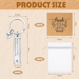 Otuuz 72 Pcs Thank You Gifts for Colleagues Employee Appreciation Gifts Include Thank You Appreciation Keyring Thank You Cards White Organza Gift Bags for Thanksgiving Retirement Gifts