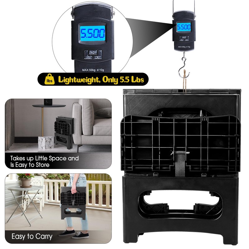 Ligebul 2-Step Stool Foldable, Plastic Steps Stool Folding Step Ladder