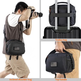 Vogano Camera Lens Bags & Cases, Camera Bag Protective Covers Photography Shoulder Bag Compatible for Nikon, Canon, Sony DSL/SLR/Mirrorless Equipment Travel Waterproof (Black)