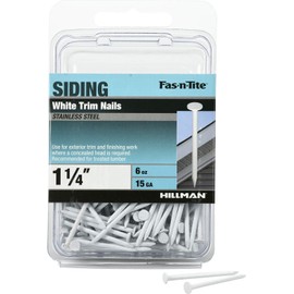 Hillman Fasteners 461819 White Painted Stainless Steel Trim Nails, 6 oz/1.25 x 15, Silver