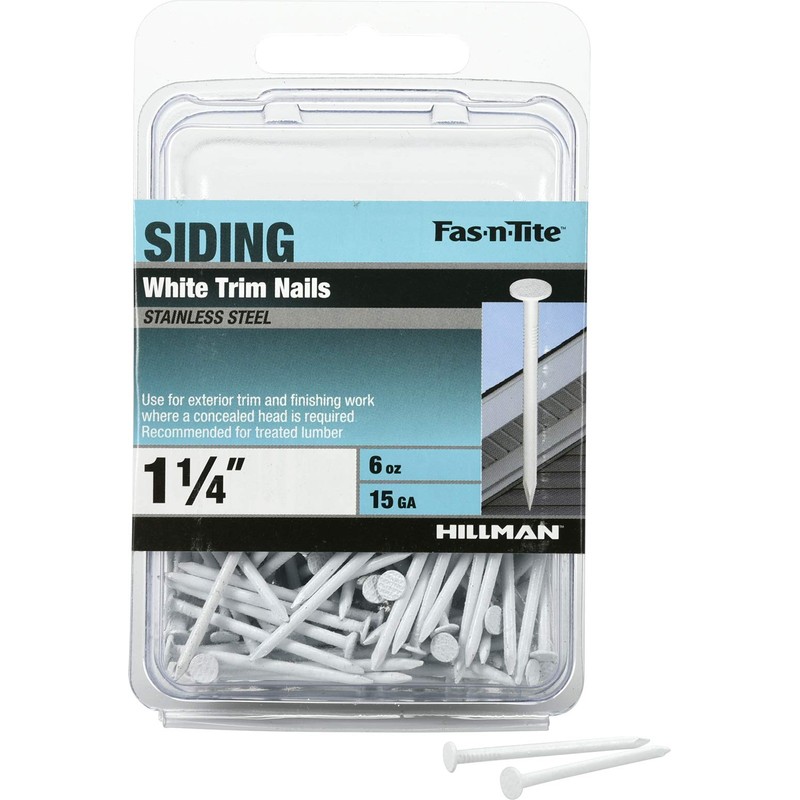 Hillman Fasteners 461819 White Painted Stainless Steel Trim Nails, 6