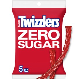 TWIZZLERS Zero Sugar Twists Strawberry Flavored Licorice Style, Candy Bag, 5 Oz