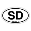 SD San Diego California Oval Vinyl Car Bumper Window Sticker 3" x 2"