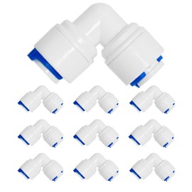 RO Water Filter Fitting, Elbow Quick Connector for 1/4 Inch (6.5 mm) Hose, Fridge Hose, Water Hose, Pack of 10
