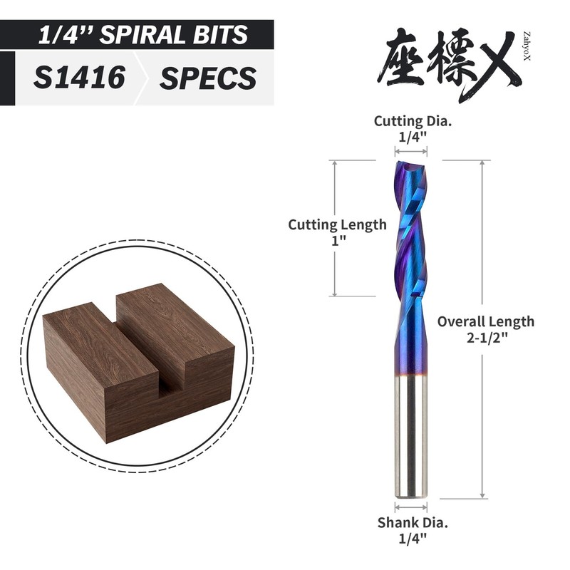 ZahyoX 1/4 Inch Shank Upcut Spiral Router Bit, 5 Pack