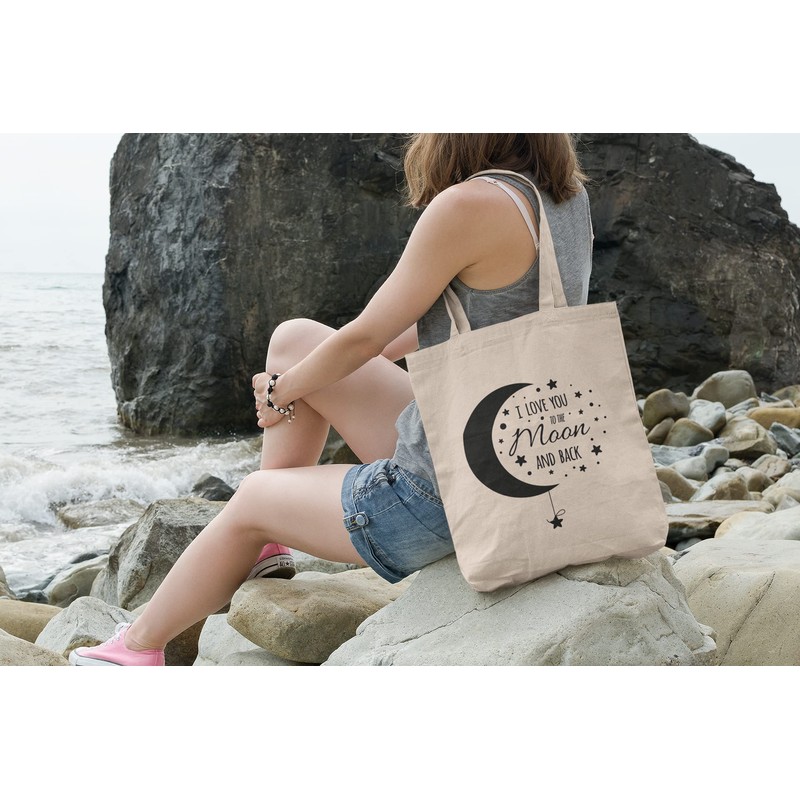 Super Lemon Love You To The Moon Reusable Jute Bag