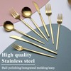 Evanda Gold Silverware Set 64 Piece Service for 16, Titanium