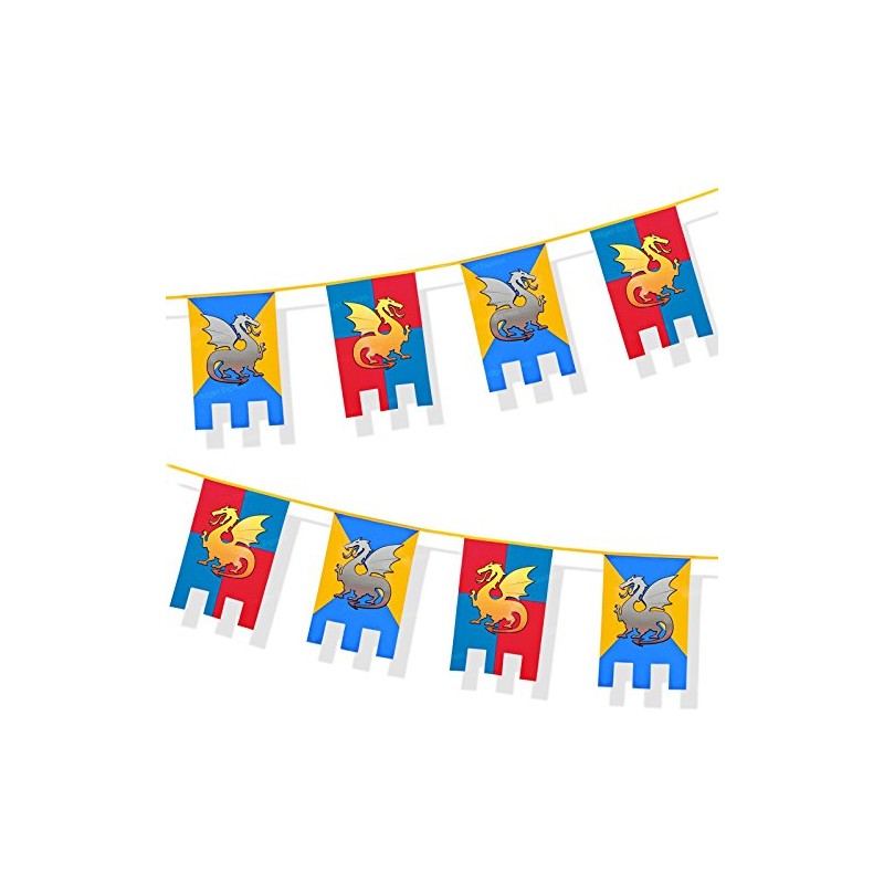 6m Knights and Dragons Bunting Medieval Thrones Party Decoration Flags