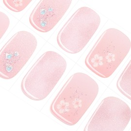 DANNI&TONI Ref.2497 Gel Nail Seals, Sakura, Transparent, Hardening Type, Spring Nail Design, Cherry Blossom, Long Lasting, Odorless, Waterproof, SGS Certified, Easy for Beginners, 30 Stickers, Includes Scissors for Small Nails, Light Cherry Blossom