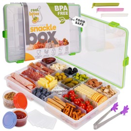 Create-ables Reel Bites BPA Free Large Snackle Box Container for Travel - Snacklebox Container for Snacks - Snack Tackle Box for Snacks - Snack Tray with Lid - Waterproof, Dishwasher Safe, Adjustable