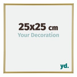 yd. Your Decoration Annecy Picture Frame 25 x 25 cm Gold Plastic Picture Frame with Anti-Reflective Artificial Glass Photo Frame 25 x 25 cm