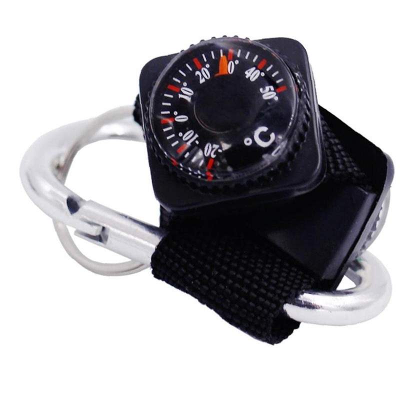 Compass Thermometer Key Holder, Small, Multi-functional, Carabiner Included, Compact, Portable,