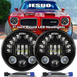JESUO Pair For Ford Deluxe 1939-1951 7" Inch Round LED Headlights Lamp Housing New