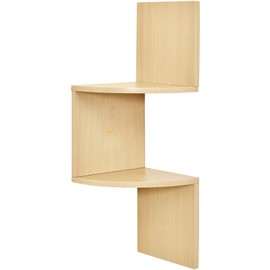 Greenco 2-Tier Corner Shelves, Natural Finish | Floating Wall-Mounted Home Decor Set | Wall Shelf | Living Room, Bedroom, Bathroom, Office, House, Cubicle Accessories/Decorations/Storage/Organizer