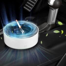 Multifunctional Smart Ashtray Self Extinguishing Negative Ion Air Purifier for Home with 360 Degree Circulation, Powerful Filtration, and (White Black)